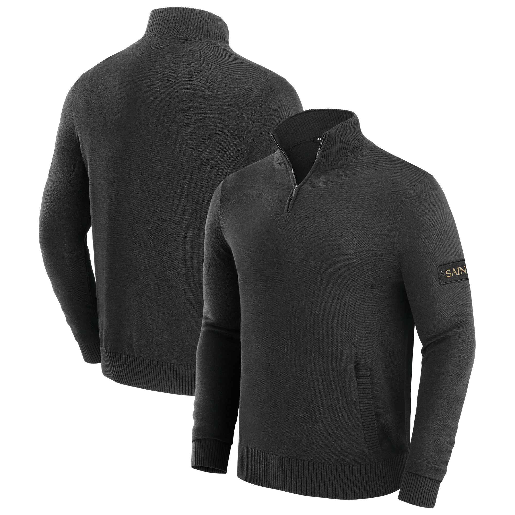 Men's J. Palmer Black New Orleans Saints Franchise Quarter-Zip Sweater