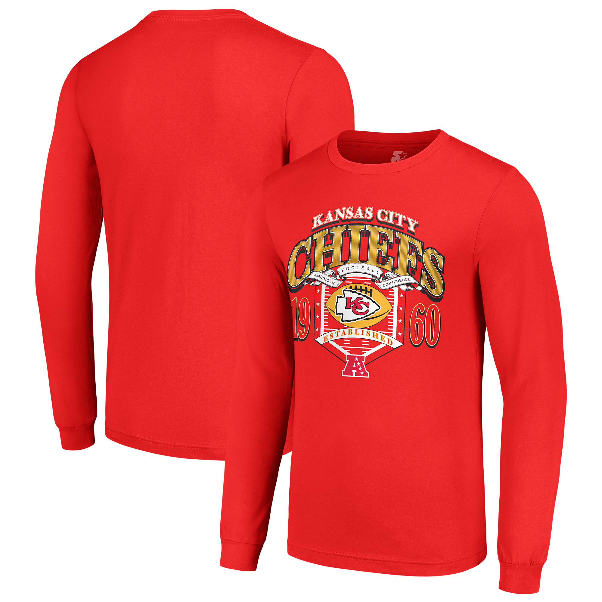 Men's Starter Red Kansas City Chiefs Retro Long Sleeve Graphic T-Shirt