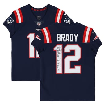 "Tom Brady New England Patriots Autographed Nike Navy Color Rush Elite Jersey with ""SB 36 38 39 49 51 53 Champs"" Inscription"