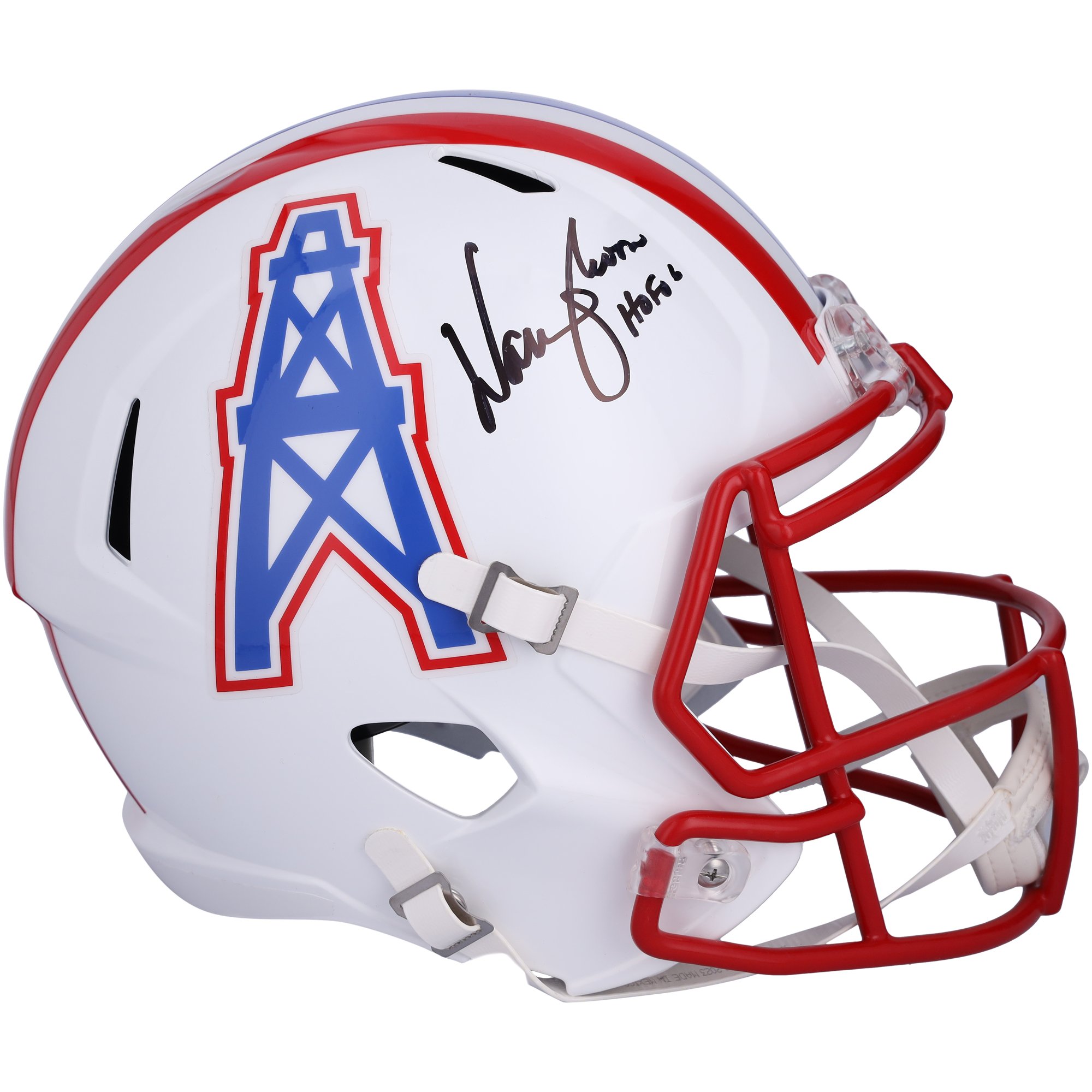 Warren Moon Houston Oilers Autografato Casco Speed ​​Replica 1981-1998 con iscrizione "HOF 06"
