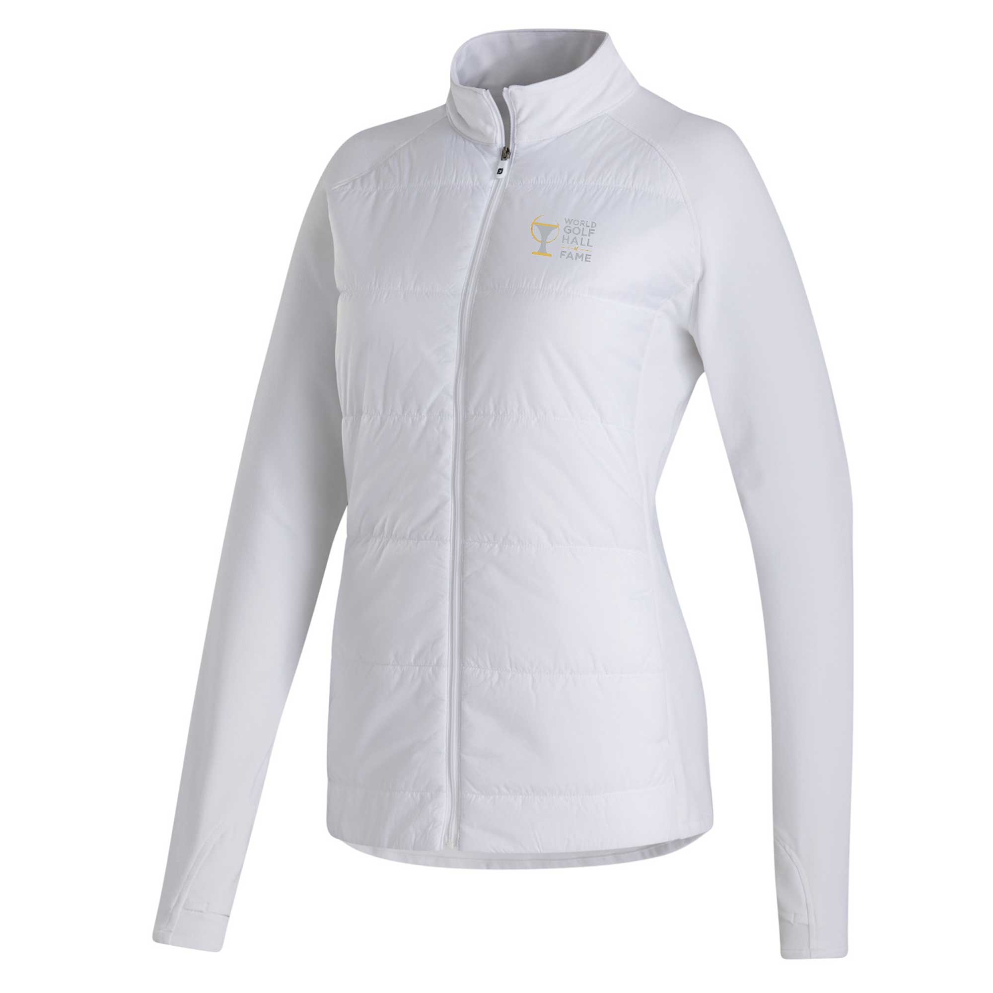 Women’s World Golf Hall of Fame FootJoy White Hybrid Raglan Full-Zip Jacket Women’s World Golf Hall of Fame FootJoy White Hybrid Raglan Full-Zip Jacket