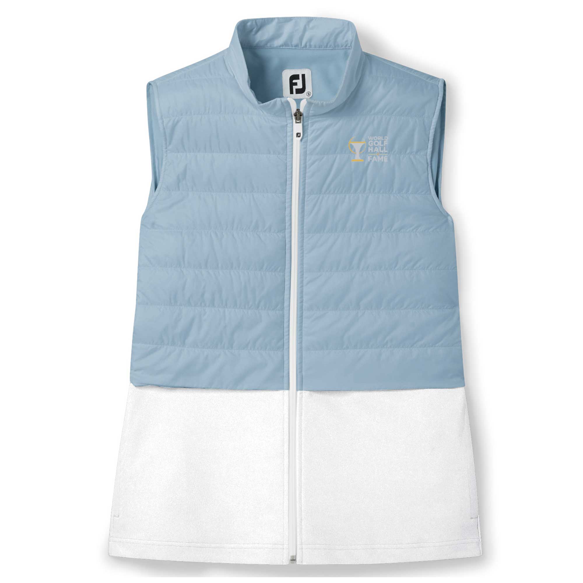 Women’s World Golf Hall of Fame FootJoy Light Blue/White Layered Insulated Full-Zip Vest Women’s World Golf Hall of Fame FootJoy Light Blue/White Layered Insulated Full-Zip Vest