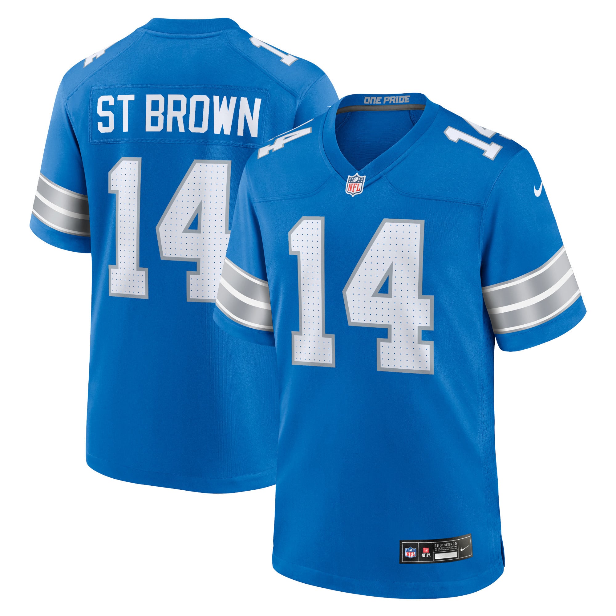 Camiseta Nike Game de la 1ª equipación del Detroit Lions - Azul - Amon-Ra St. Brown - Hombre