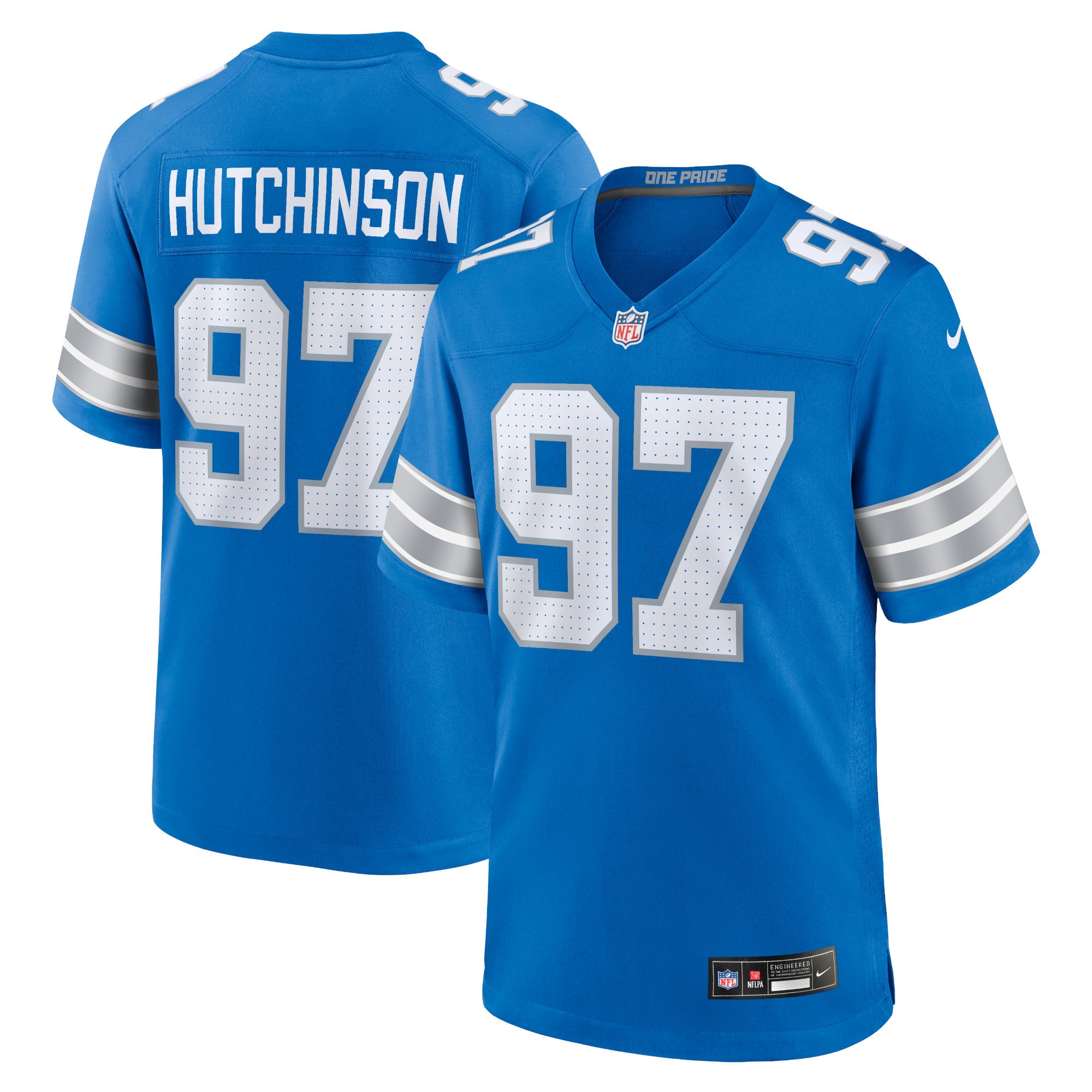 Camiseta Nike Game de la 1ª equipación del Detroit Lions - Azul - Aidan Hutchinson - Hombre