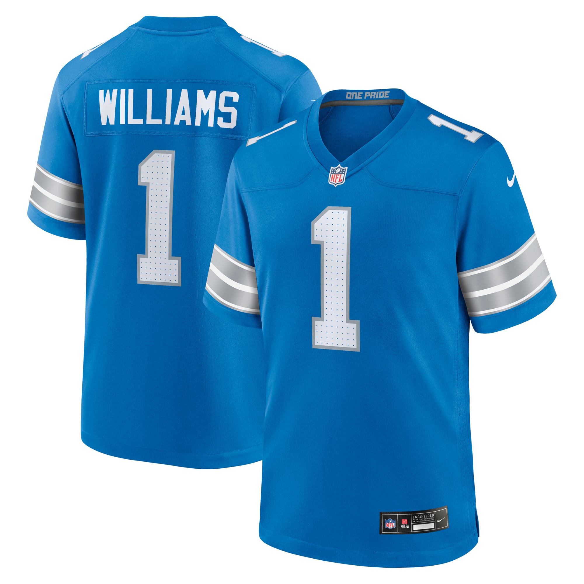 Camiseta Nike Game de la 1ª equipación del Detroit Lions - Azul - Jameson Williams - Hombre