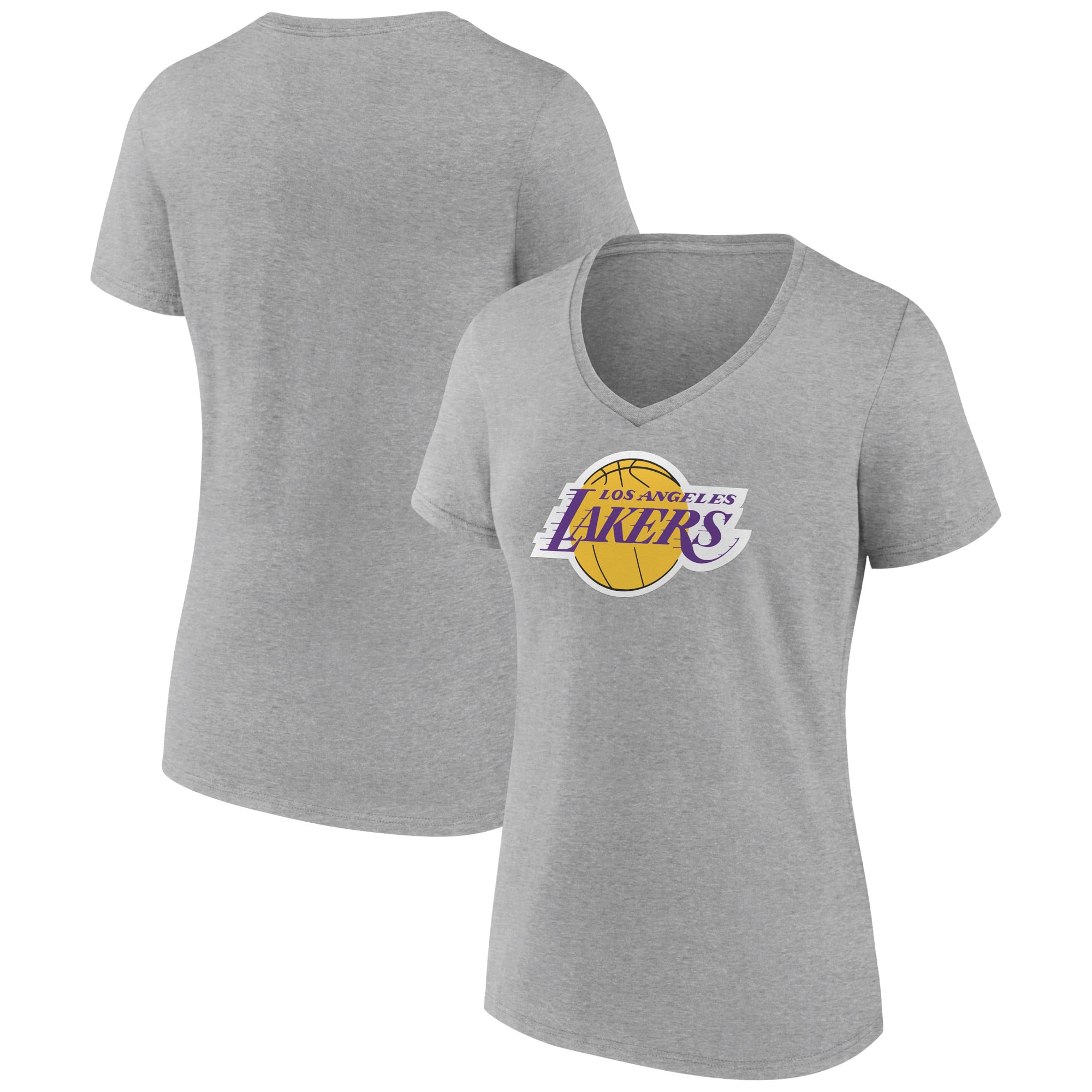 Women's Gray Los Angeles Lakers Alternate Logo V-Neck T-Shirt