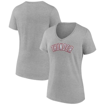 Women's Gray Oklahoma City Thunder Alternate Logo V-Neck T-Shirt