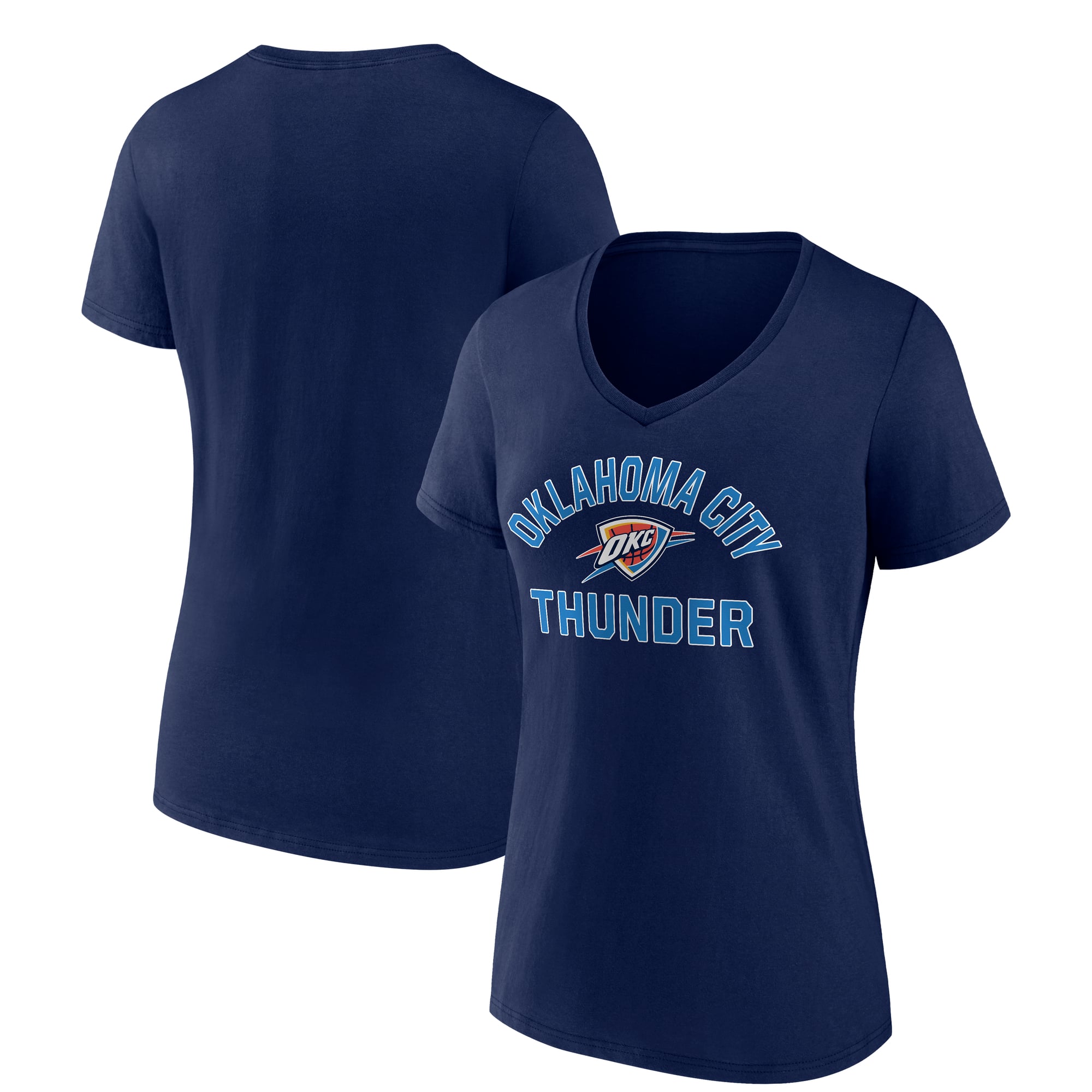 Women's Navy Oklahoma City Thunder Overtime V-Neck T-Shirt