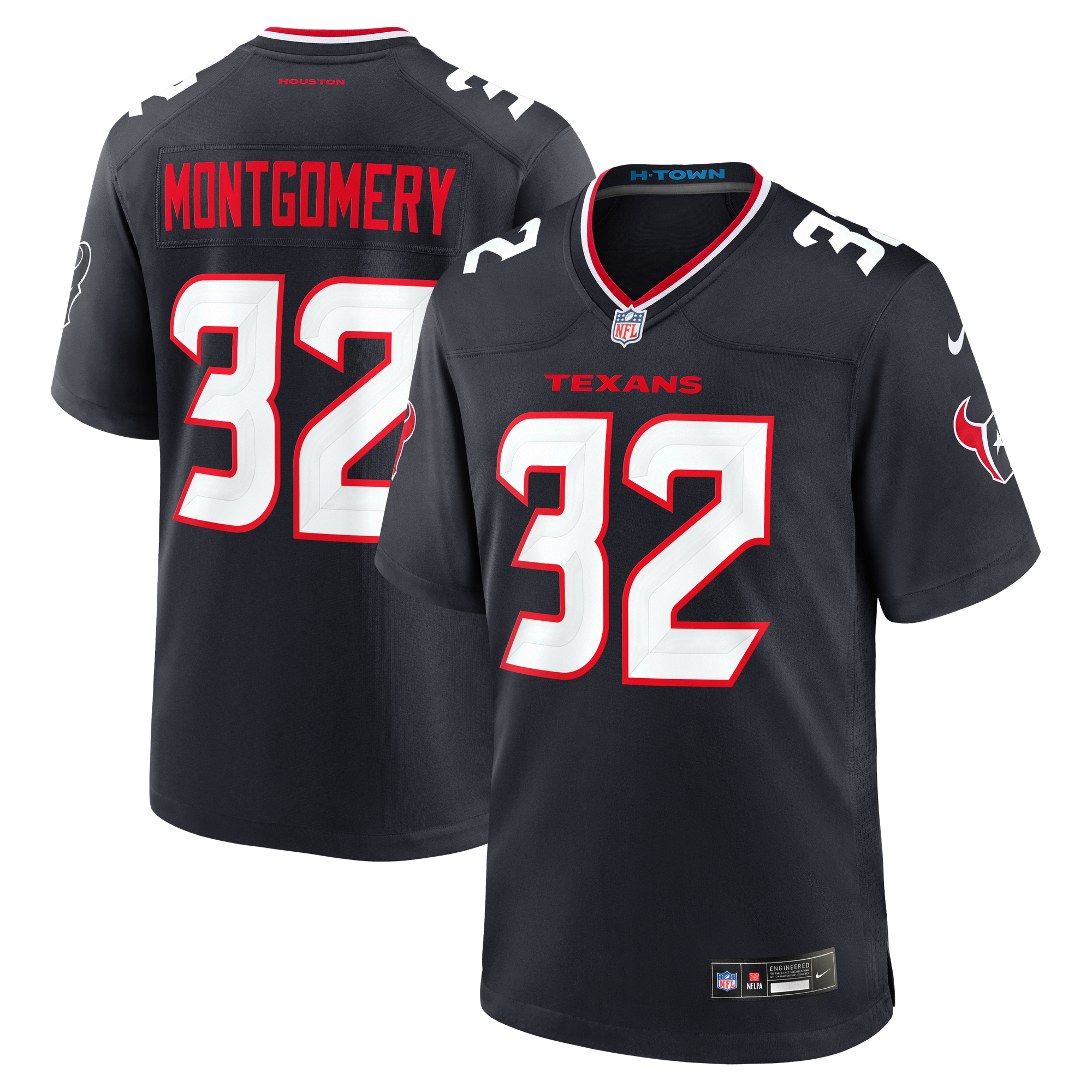 Men's Nike David Montgomery Navy Houston Texans Game Jersey