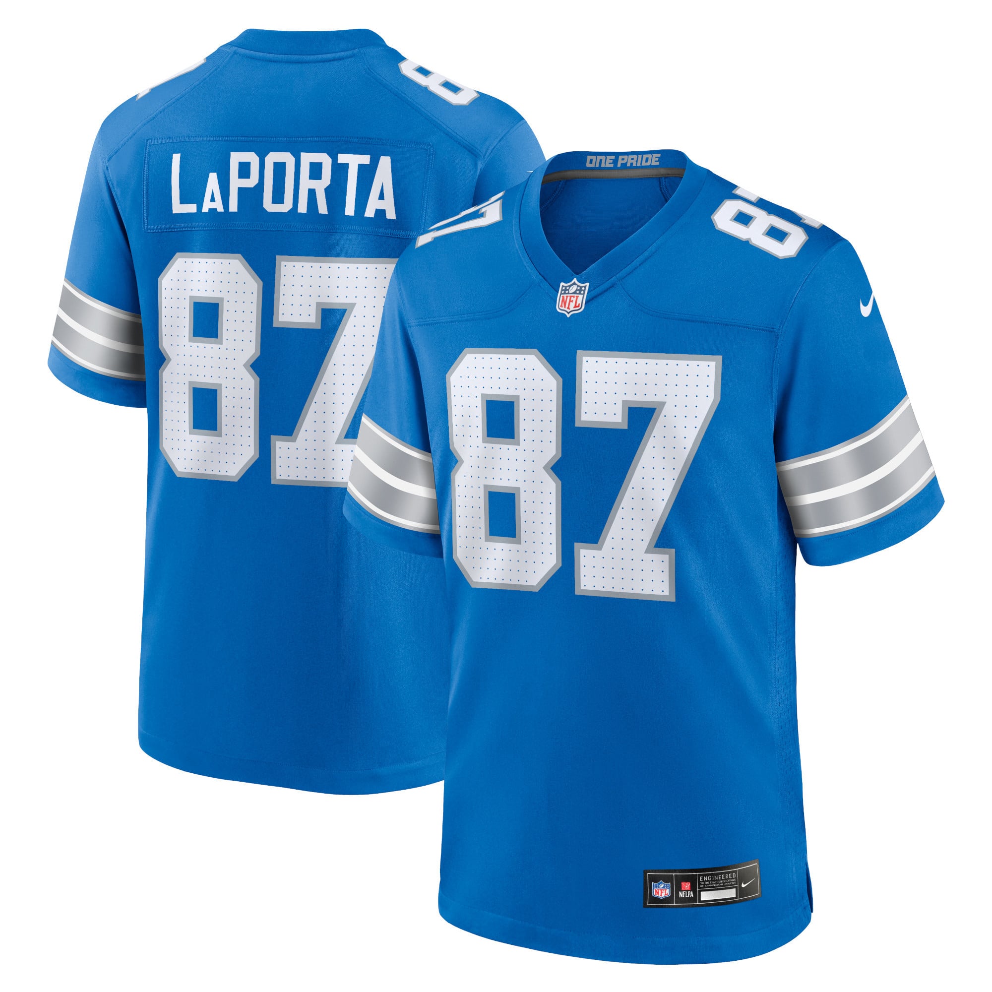Camiseta Nike Game de la 1ª equipación del Detroit Lions - Azul - Sam LaPorta - Hombre