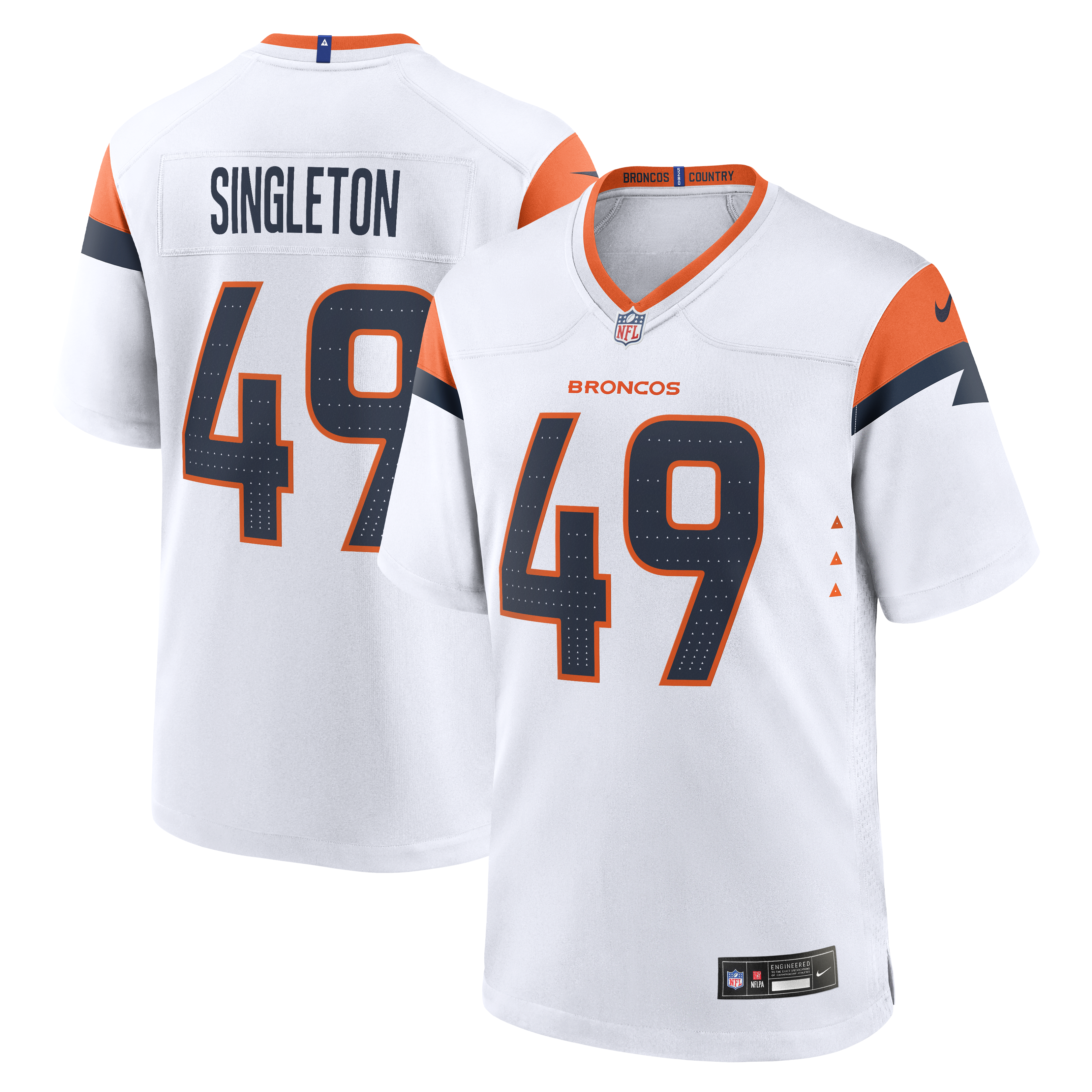 Men's Nike Alex Singleton White Denver Broncos Game Player Jersey