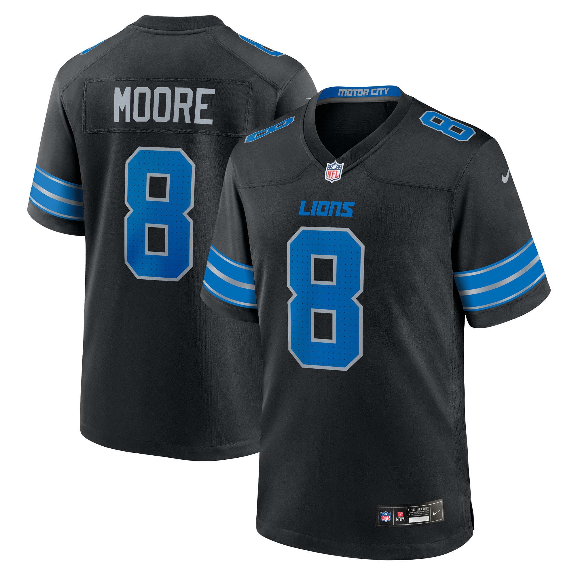 Men's Nike Derrick Moore Black Detroit Lions Alternate Game Jersey