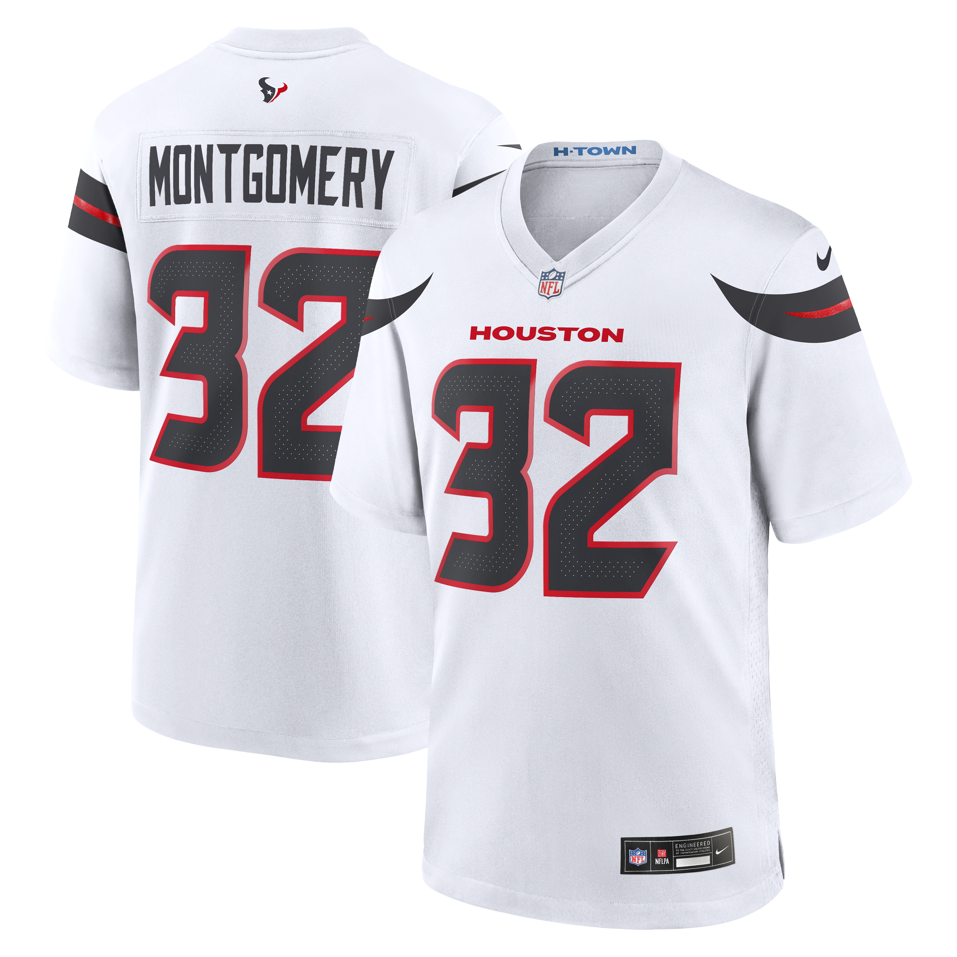 Men's Nike David Montgomery White Houston Texans Game Jersey