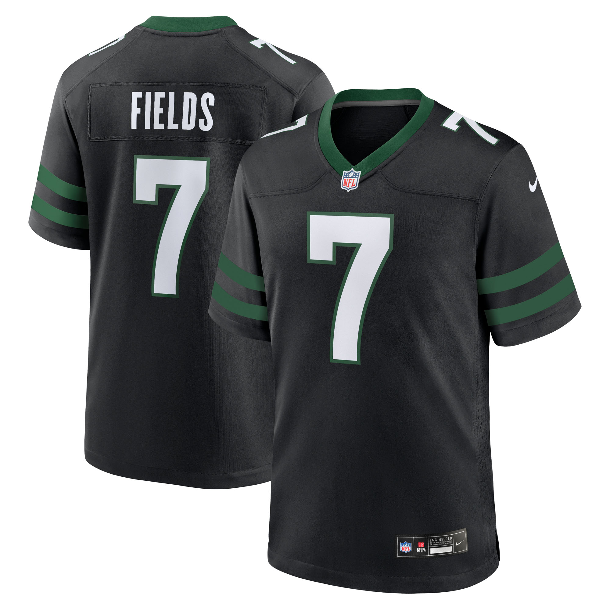 Men's Nike Justin Fields Stealth Black New York Jets Game Jersey