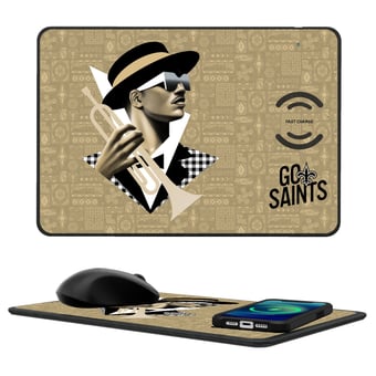 Keyscaper New Orleans Saints 2024 Illustrated 15W Fast Wireless Charger and Mouse Pad