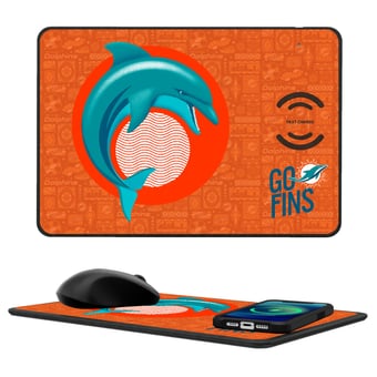 Keyscaper Miami Dolphins 2024 Illustrated 15W Fast Wireless Charger and Mouse Pad