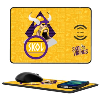 Keyscaper Minnesota Vikings 2024 Illustrated 15W Fast Wireless Charger and Mouse Pad