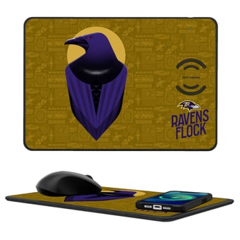 Keyscaper Baltimore Ravens 2024 Illustrated 15W Fast Wireless Charger and Mouse Pad