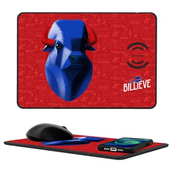 Keyscaper Buffalo Bills 2024 Illustrated 15W Fast Wireless Charger and Mouse Pad