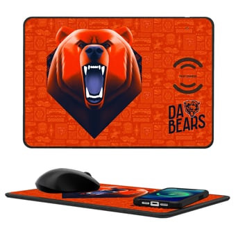 Keyscaper Chicago Bears 2024 Illustrated 15W Fast Wireless Charger and Mouse Pad