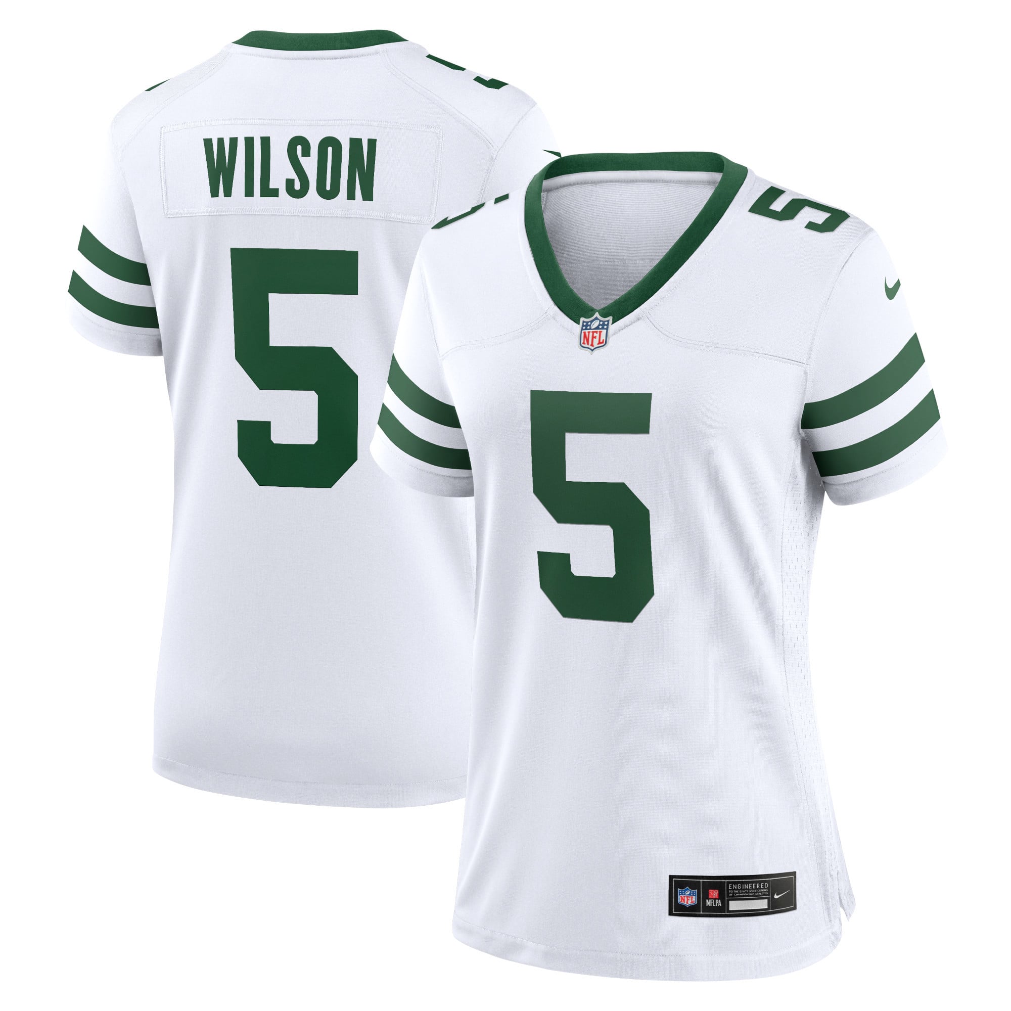 Camiseta Nike Game de la 2ª equipación del New York Jets - Blanco - Garrett Wilson - Mujer