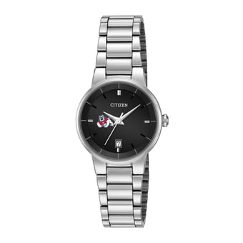 Women's Citizen Watch Silver Fresno State Bulldogs Black Dial Stainless Steel Watch