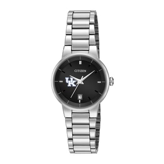 Women's Citizen Watch Silver Kentucky Wildcats Black Dial Stainless Steel Watch
