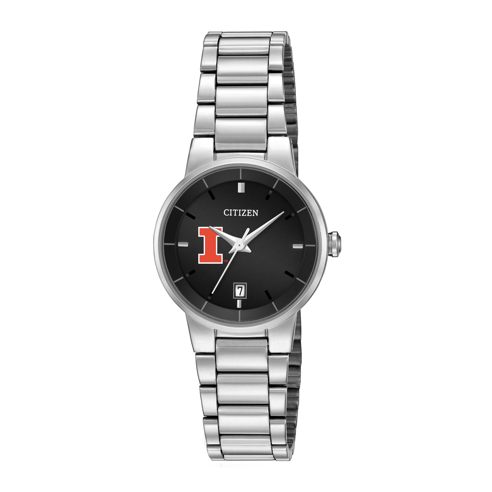 Women's Citizen Watch Silver Illinois Fighting Illini Black Dial Stainless Steel Watch