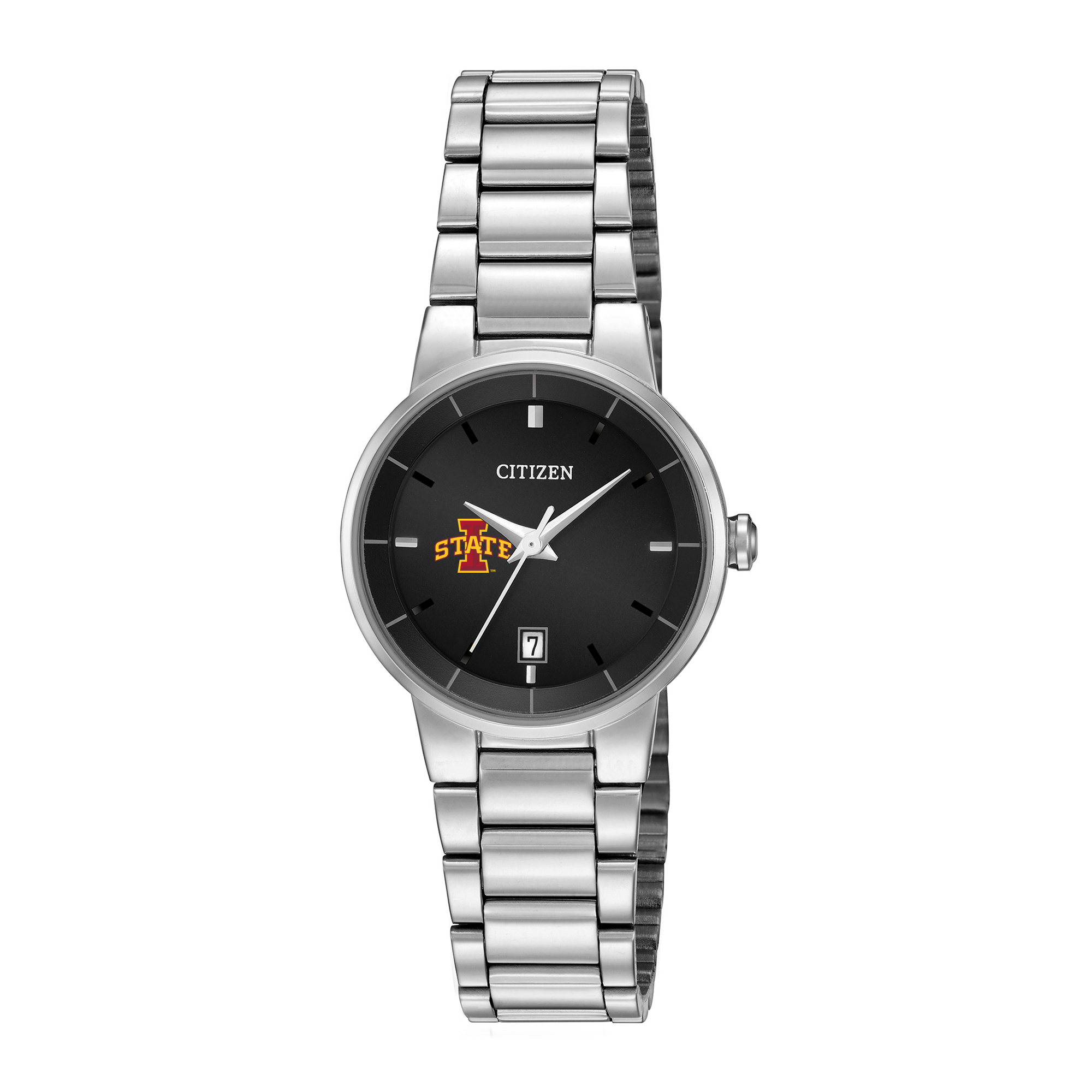 Women's Citizen Watch Silver Iowa State Cyclones Black Dial Stainless Steel Watch