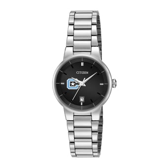 Women's Citizen Watch Silver Citadel Bulldogs Black Dial Stainless Steel Watch