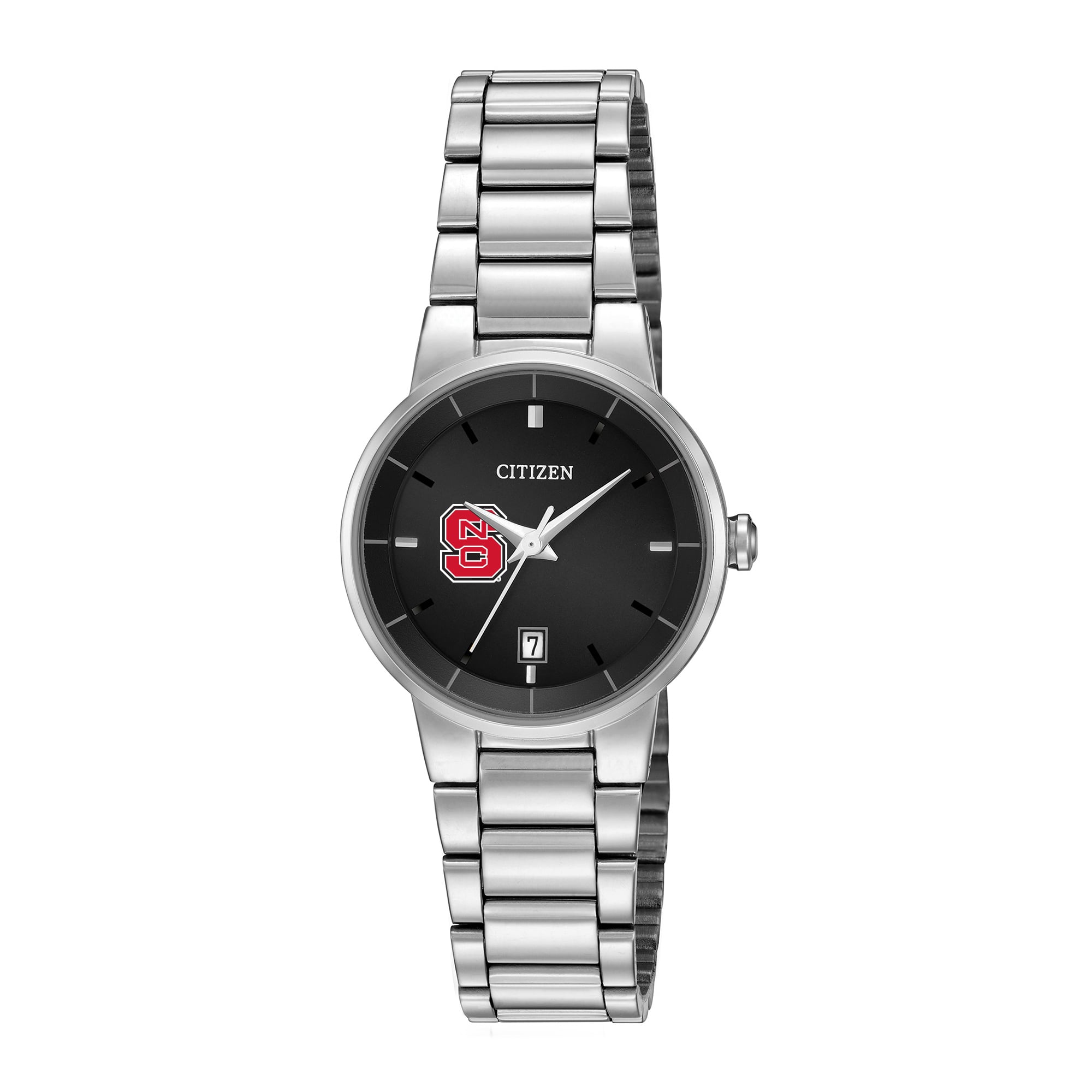 Women's Citizen Watch Silver NC State Wolfpack Black Dial Stainless Steel Watch