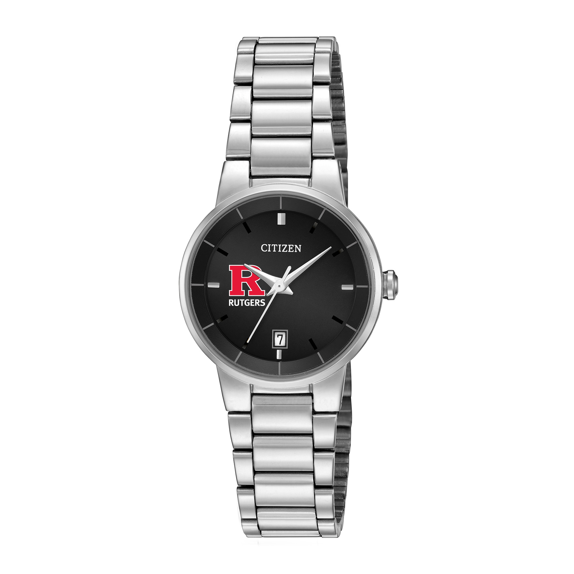 Women's Citizen Watch Silver Rutgers Scarlet Knights Black Dial Stainless Steel Watch