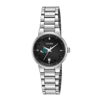 Women's Citizen Watch Silver Tulane Green Wave Black Dial Stainless Steel Watch