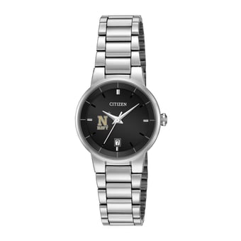 Women's Citizen Watch Silver Navy Midshipmen Black Dial Stainless Steel Watch