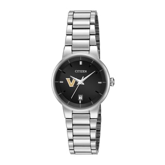 Women's Citizen Watch Silver Vanderbilt Commodores Black Dial Stainless Steel Watch