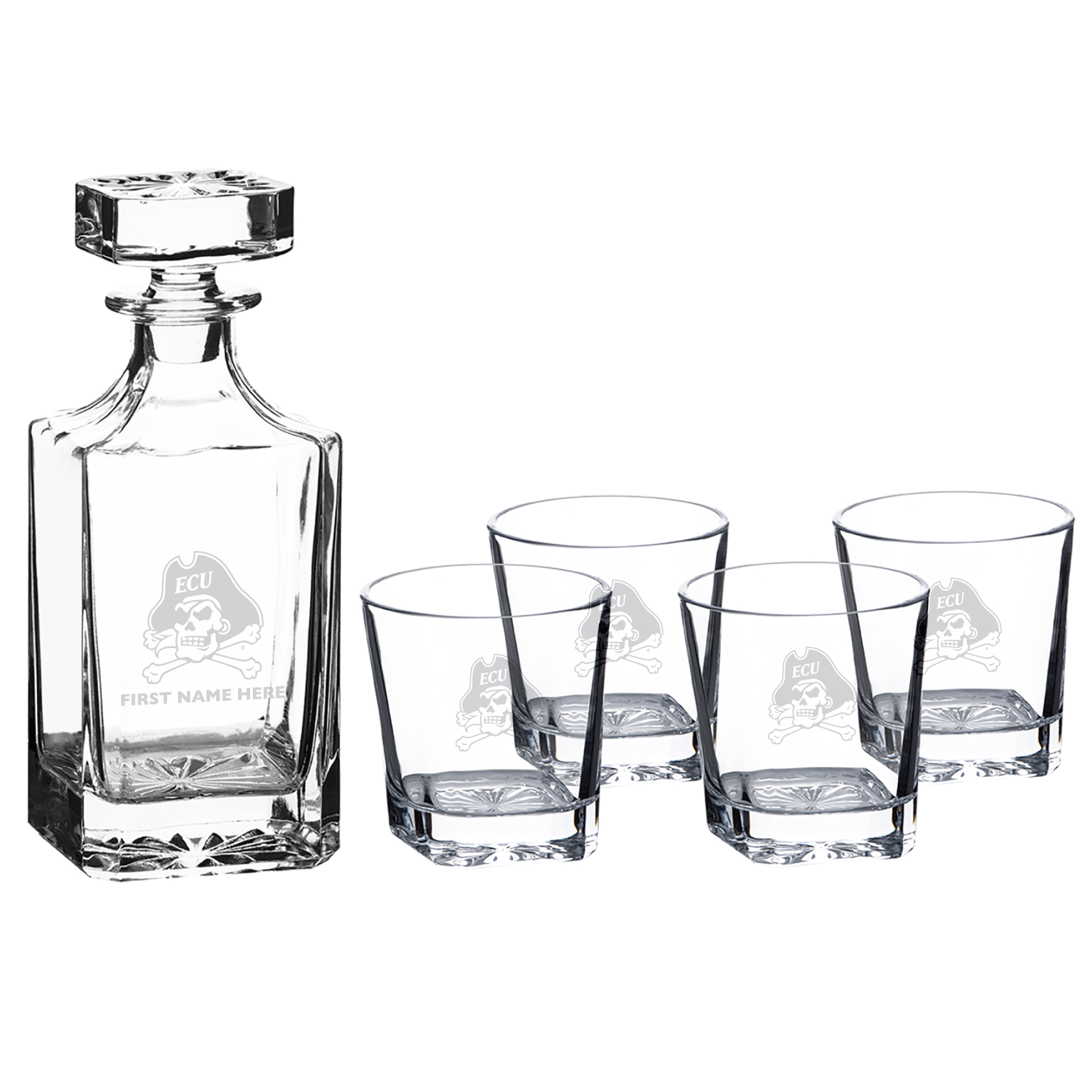 ECU Pirates Five-Piece Personalized Decanter Set