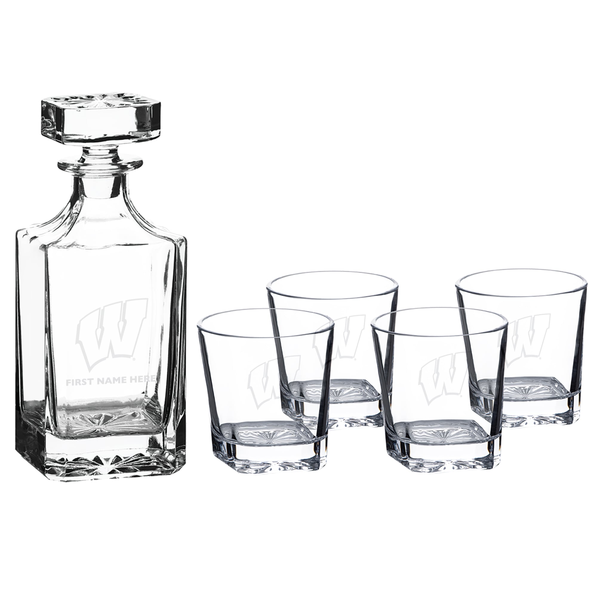 Wisconsin Badgers Five-Piece Personalized Decanter Set
