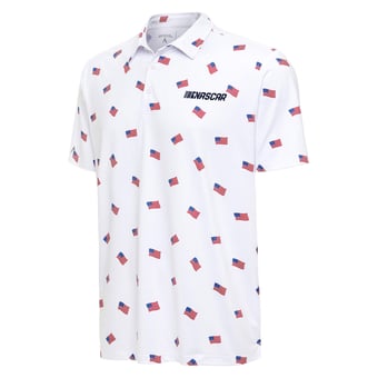 Men's Antigua  White NASCAR Patriotic Americana Polo