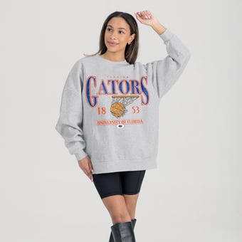 Women's Gameday Couture Gray Florida Gators Basketball Premium Fleece Drop Pullover Sweatshirt