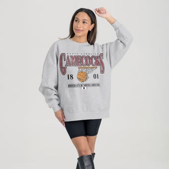 Women's Gameday Couture Gray South Carolina Gamecocks Basketball Premium Fleece Drop Pullover Sweatshirt