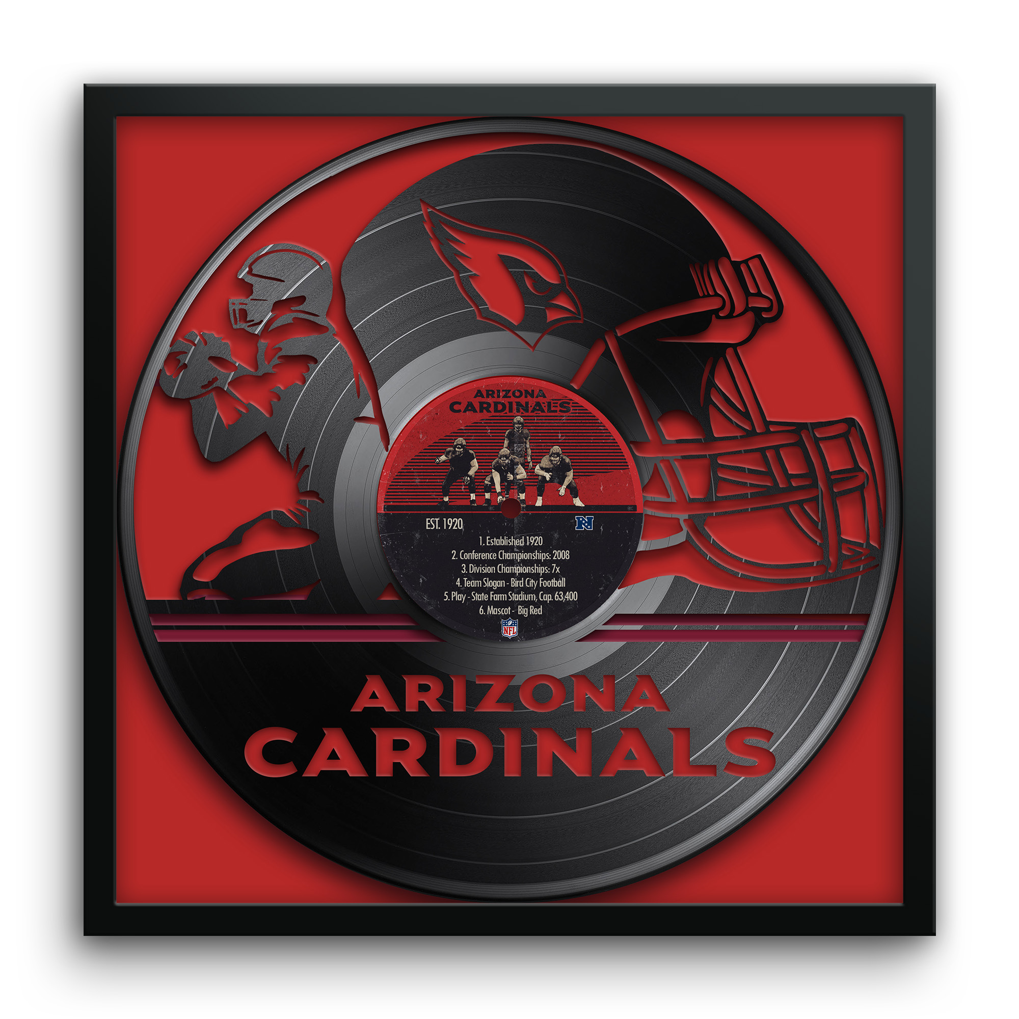 Arizona Cardinals Framed 13" x 13" Vinyl Record Art Print