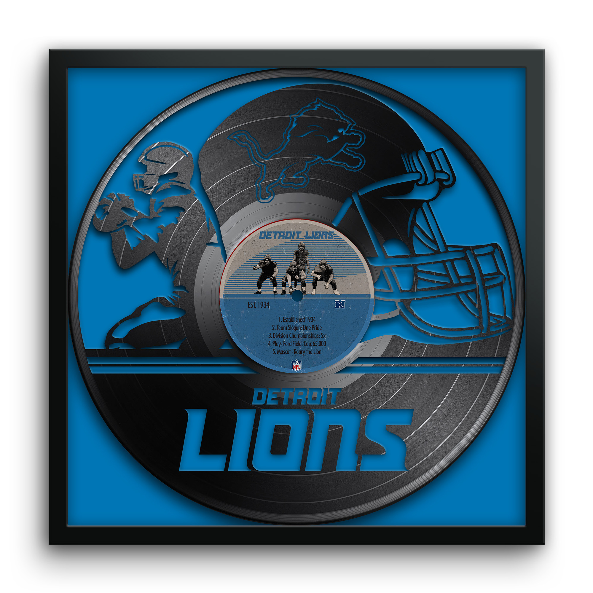 Detroit Lions Framed 13" x 13" Vinyl Record Art Print