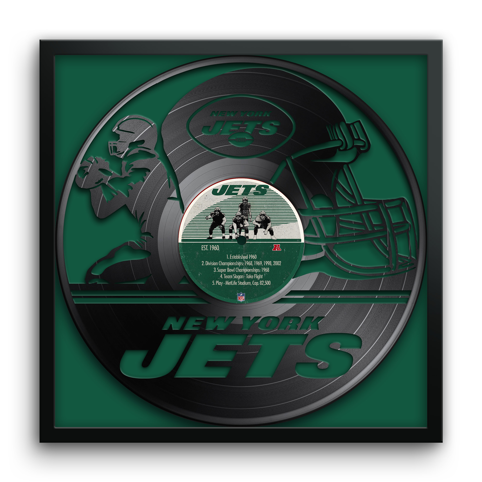 New York Jets Framed 13″ x 13″ Vinyl Record Art Print New York Jets Framed 13″ x 13″ Vinyl Record Art Print