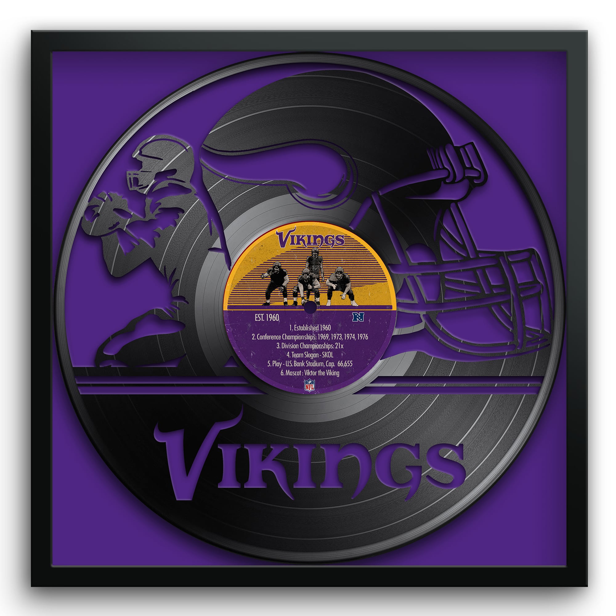 Minnesota Vikings Framed 13″ x 13″ Vinyl Record Art Print