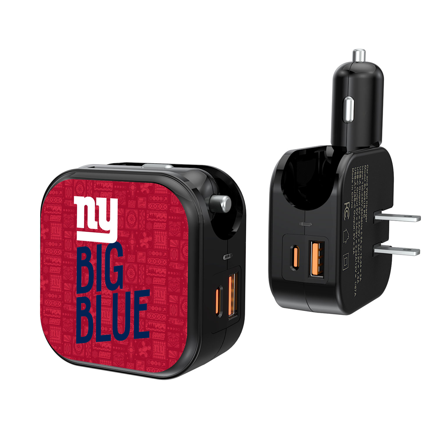 Keyscaper Black New York Giants 2-In-1 USB A/C Charger