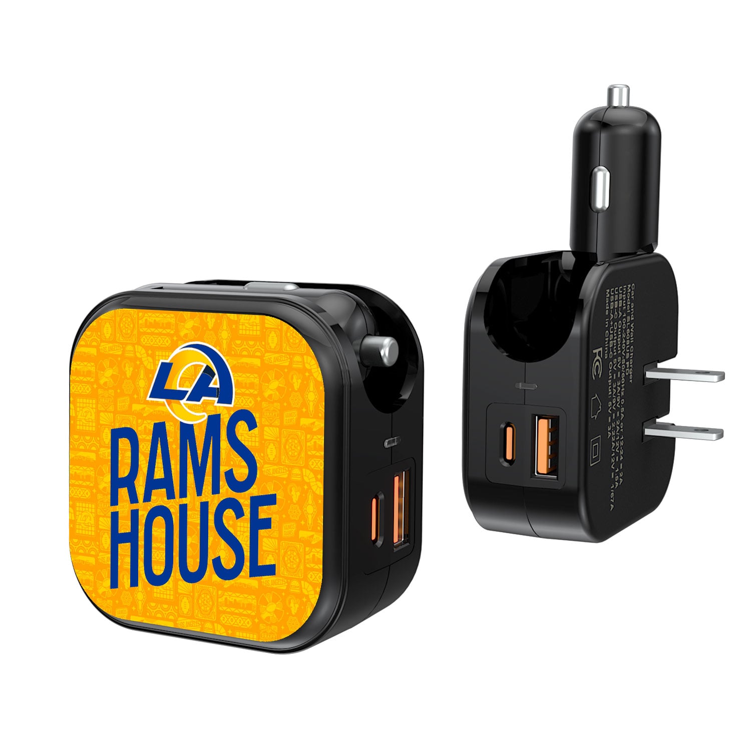 Keyscaper Black Los Angeles Rams 2-In-1 USB A/C Charger Keyscaper Black Los Angeles Rams 2-In-1 USB A/C Charger