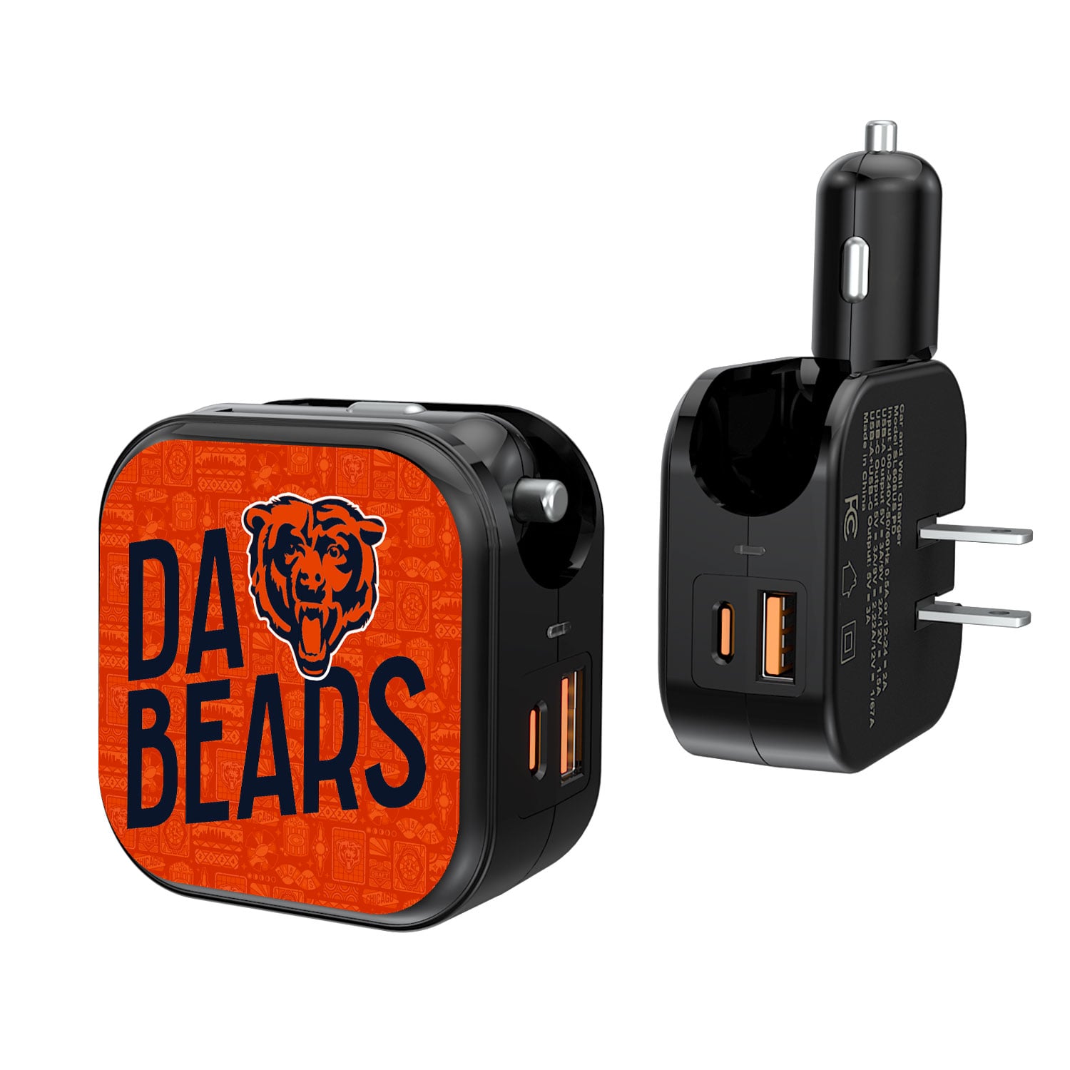 Keyscaper Black Chicago Bears 2-In-1 USB A/C Charger Keyscaper Black Chicago Bears 2-In-1 USB A/C Charger