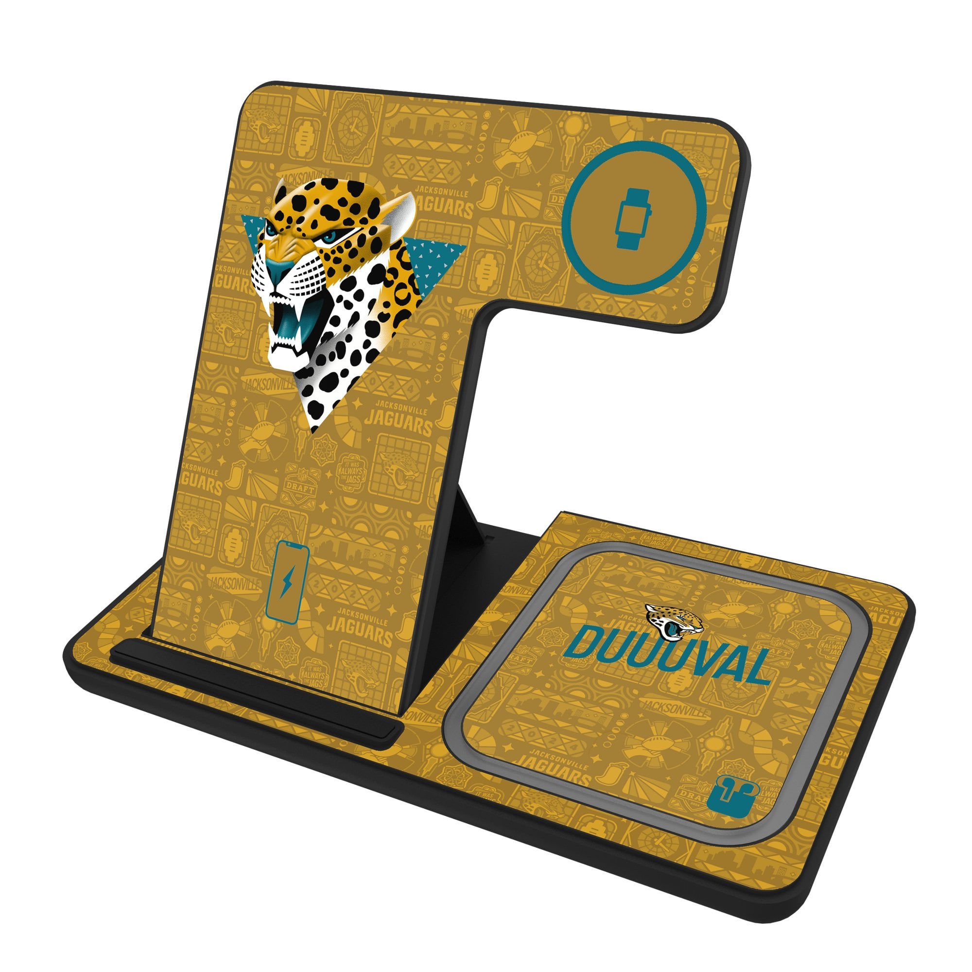 Keyscaper Black Jacksonville Jaguars 3-in-1 Charging Station Keyscaper Black Jacksonville Jaguars 3-in-1 Charging Station