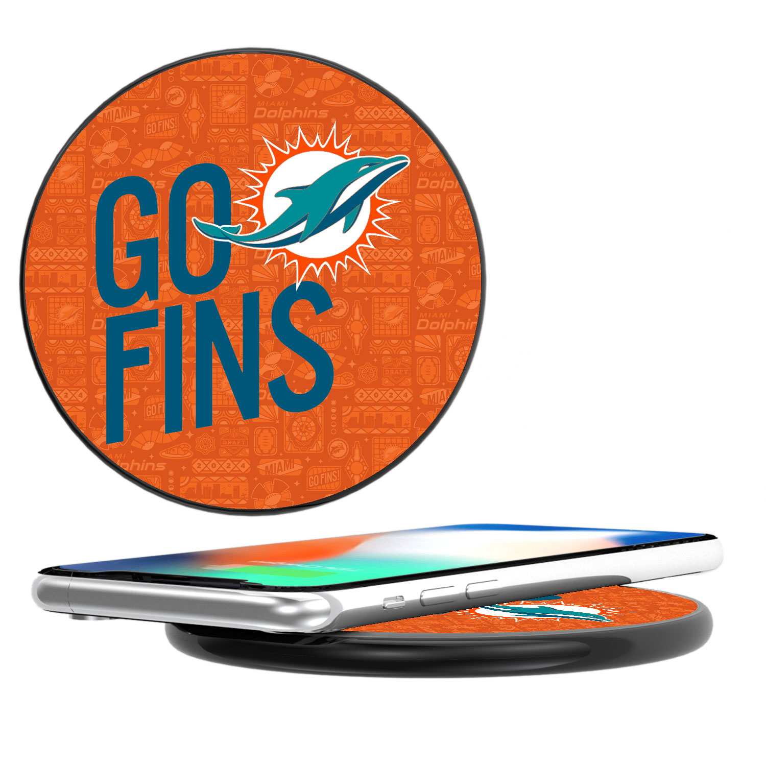 Keyscaper - Miami Dolphins 15 Watt Wireless Induction Charger - Black