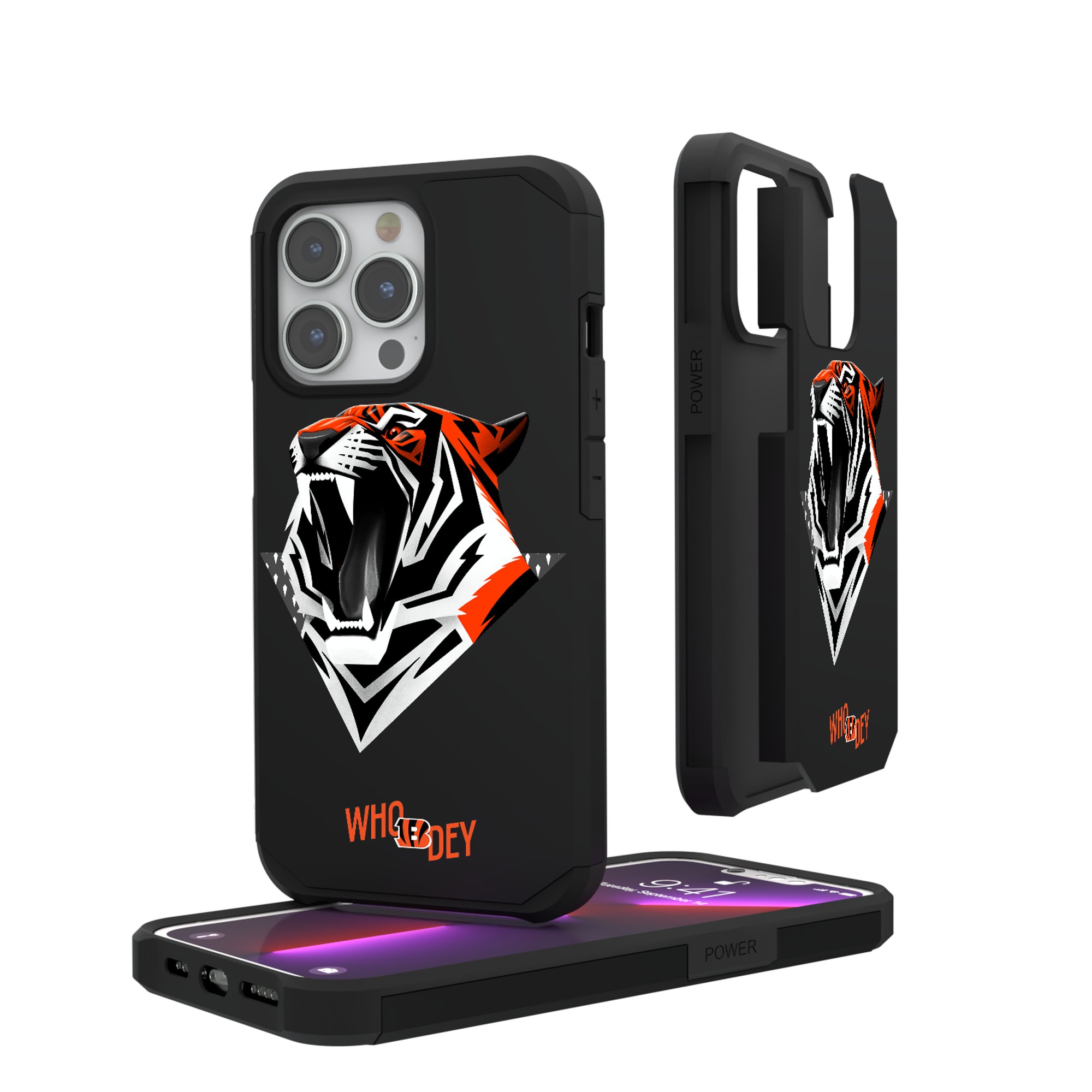 Keyscaper - NFL - Cincinnati Bengals iPhone Rugged Case - 15 Pro - Black
